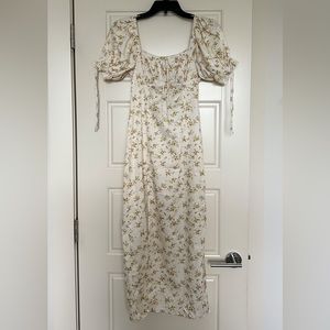 maxi floral dress with ruffled sleeves